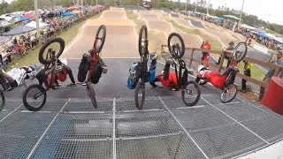 Elite Men BMX Gate FAIL Everyone Crashes [upl. by Nyladnohr]