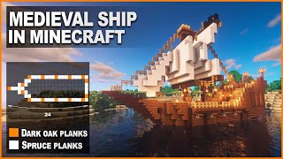 Minecraft How to build a Medieval ship  Tutorial 116 [upl. by Ijies]