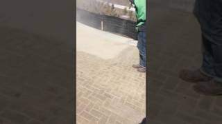 Sandblasting concrete to remove stain  sealed [upl. by Yesllek]