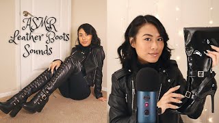 ASMR Leather Sounds  Tapping amp Scratching Leather Boots  Whispering [upl. by Pool]