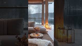 Cozy Winter Porch Ambience With Gentle Snowfall ❄ Smooth Jazz Music and Crackling Fireplace to Work [upl. by Sartin]