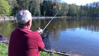 Rahling  la pêche des grosses truites fait son retour à l’étang du Soleil [upl. by Enairb]