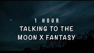 1 hour Talking to the moon x fantasy lyrics tik tok version [upl. by Ahsekyt]