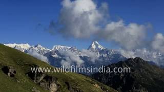 Chaukhamba time lapse with Nilkanth peak from Kuari Pass Uttarakhand [upl. by Assirralc]