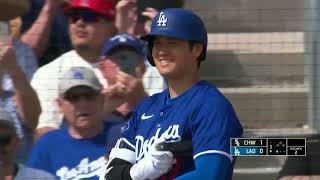 FULL HIGHLIGHTS of Shohei Ohtanis DODGERS Spring Training DEBUT [upl. by Aerdnu218]