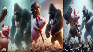 Gorilla vs Pig Fight [upl. by Canada600]