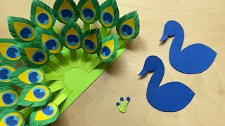 3D Paper peacock  How to make a peacock with paper  DIY Paper peacock craft [upl. by Orlina517]