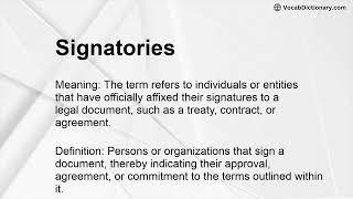 Signatories Meaning [upl. by Phares]