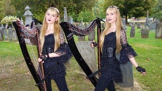 The Hearse Song The Worms Crawl In  Harp Twins  Electric Harp [upl. by Aekim]