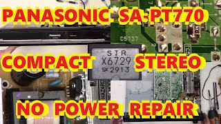 PANASONIC SAPT770 HOME THEATER SYSTEM NO POWER REPAIR STRX6729 [upl. by Noelc]