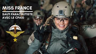 Miss France  saut parachutiste avec le commando parachutiste de lair n°10 [upl. by Sonstrom946]