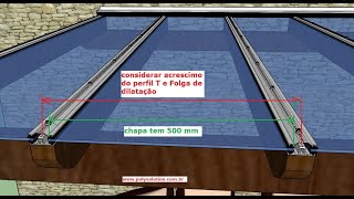 como instalar corretamente um pergolado de Policarbonato ou vidro com PERFIL T invertido com gaxeta [upl. by Bowne685]