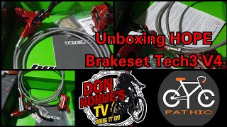 Unboxing HOPE Brakeset Tech 3 V4  Installation  Norco A2 Range  Red  Braided Hose [upl. by Ynner]