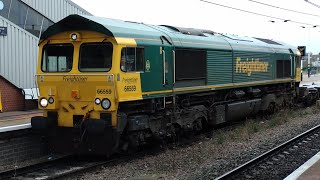 Freight Trains at Peterborough Station 13022024 [upl. by Amlus]