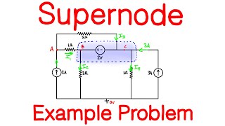 Nodal Analysis Supernode Example Problem [upl. by Perloff]