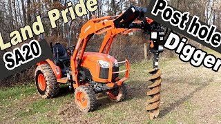 Kubota B Series Attachments  Land Pride Post Hole Digger SA20 [upl. by Yenruoj]