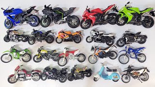 Collection of Yamaha KTM and Honda Motorcycles Scale Model Bikes  Diecast Collection [upl. by Pyszka]