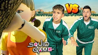 SQUID GAME Red Light Green Light Challenge SON vs DAD [upl. by Hassadah]