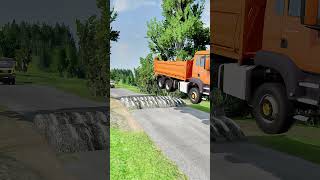 DUMP TRUCK vs GIANT SPEED BUMPS Shorts TruckFail RoadTripDisasters [upl. by Albertine]