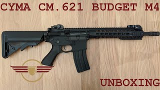 UNBOXING CYMA CM621 BUDGET M4 with mosfet and tight bore barrel  The new best starter [upl. by Airehtfele]