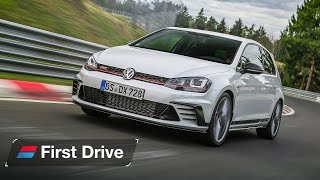 Volkswagen Golf GTI Clubsport S first drive review flatout at the Nürburgring [upl. by Anwahsat290]