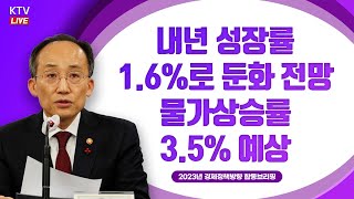 내년 성장률 16로 둔화 전망·물가상승률 35로 예상｜2023년 경제정책방향 관계부처 합동브리핑 221221 [upl. by Hakym]