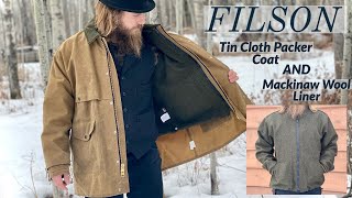 FILSON Tin Cloth Packer Coat amp Mackinaw Wool Jacket Liner  Try On amp Review [upl. by Idnahc]