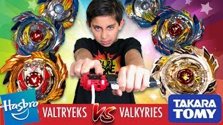 Beyblade Battle Hasbro Valtryek vs Takara Tomy Valkyrie challenge  Best Beyblades amp Giveaway [upl. by Oirad]