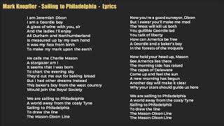 Sailing to Philadelphia  Lyrics  Mark Knopfler  Dire Straits [upl. by Ivers]