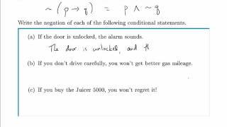 Logic Example Negating a Conditional Statement [upl. by Mellicent]