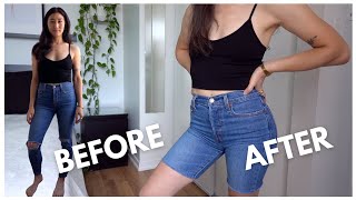 HOW TO CUT JEANS INTO SHORTS ✂️👖 [upl. by Valer]