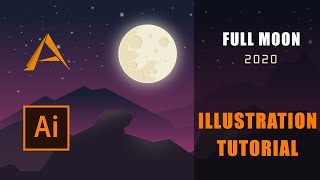 Full moon  illustration tutorial  Flat Design Speed Art [upl. by Ladnek337]