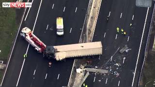 M25 Fatal Lorry Crash Sky News Helicopter Footage [upl. by Eenoj474]