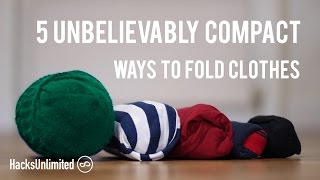 5 AMAZINGLY Compact Ways to Fold Clothes for Packing [upl. by Airla]