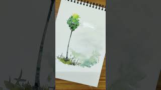 palmyrapalm watercolor paintingwatercolor tree naturepainting [upl. by Wager]