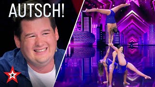 Autsch Diese Schwestern machen Handstand übereinander  Das Supertalent vom 17102020 [upl. by Aillij]