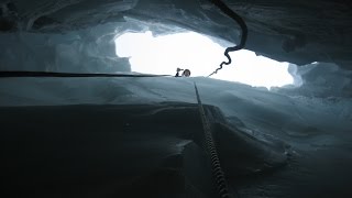 Snowmobile falls in crevasse [upl. by Einimod]