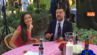 Salvini e Francesca Verdini alla festa dellIndipendenza allambasciata USA [upl. by Patrich51]