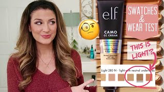 WHATS THE DEAL WITH ELFS NEW CAMO CC CREAM FOUNDATION SWATCHES WEAR TEST AND REVIEW [upl. by Ydderf]