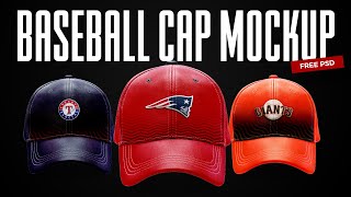 Free Baseball Cap Mockup  PSD Included [upl. by Elleron]