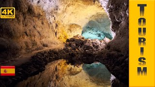 Cueva de los Verdes  volcanic cave on Lanzarote island Canary Islands Spain [upl. by Tandi]