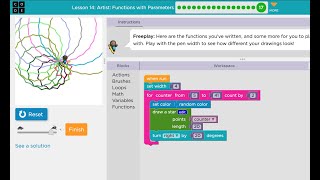 Code org  Course 4  Lesson 14 Artist Functions with Parameters [upl. by Nynahs]