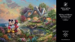 Mickey and Minnie  Sweetheart Cove by Thomas Kinkade Studios  Gallery Lighting Experience [upl. by Ehrenberg885]