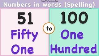 Fifty one to hundred spelling  Number names 51 to100  numbers in words 51 to 100  count 51 to 100 [upl. by Batish735]