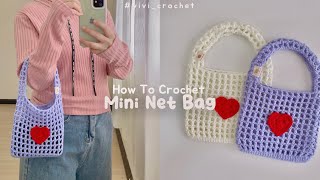 ♥️ How To Crochet Mini Net Bag  Simple and Easy ♥️ [upl. by Laurette]