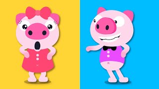 Warm up song  Piggy and Mimi ♥️ Dance Nursery Rhymes  2D Billions Kids Songs [upl. by Fatsug]