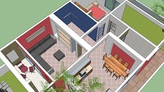 Casa simple 3D de la planta 100 M2 [upl. by Airetal]