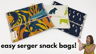 How to sew a snack bag on a serger  Easy beginner serger project [upl. by Iidnarb330]