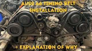 Audi V6 timing belt installation with explanation of why you’re doing it how to [upl. by Ylrebme]