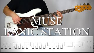 MUSE  PANIC STATION  Bass Cover Tutorial FREE TAB [upl. by Helm]